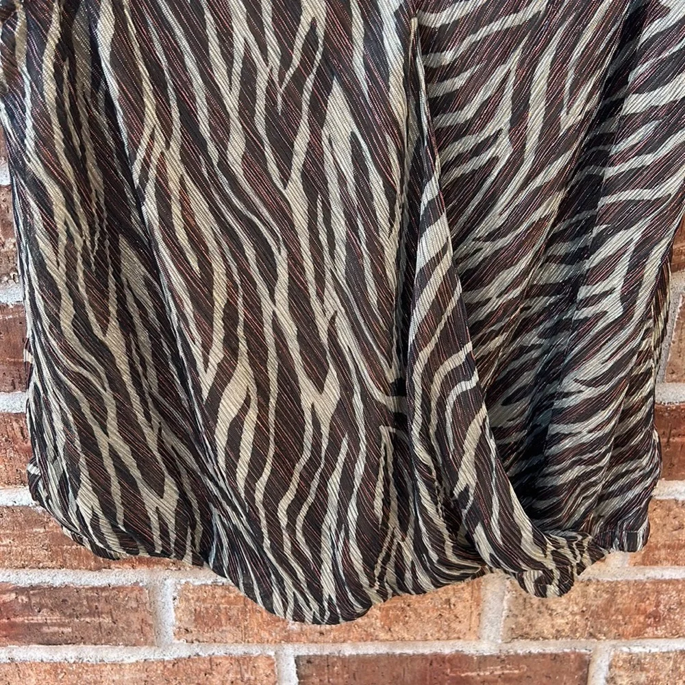 Anthropologie Ari + Ali Ladies L Kasi Shimmer Top Zebra Print NWT